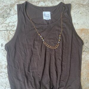 New York & Company Dark Brown Tie-Front Tank Top